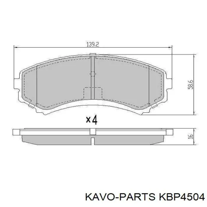 KBP4504 Kavo Parts Передні гальмівні колодки