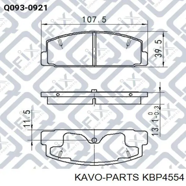 KBP4554 Kavo Parts Колодки гальмівні задні, дискові