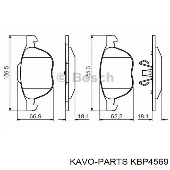 Гальмівні колодки Kavo Parts KBP4569 ціна, від 15.78 USD