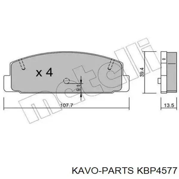 KBP4577 Kavo Parts Колодки гальмівні задні, дискові