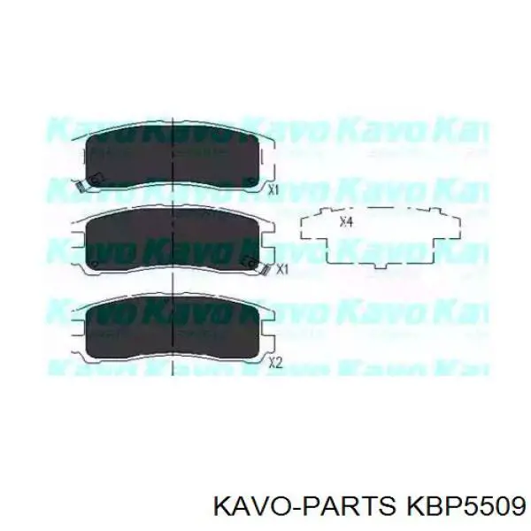 KBP5509 Kavo Parts колодки гальмові задні, дискові