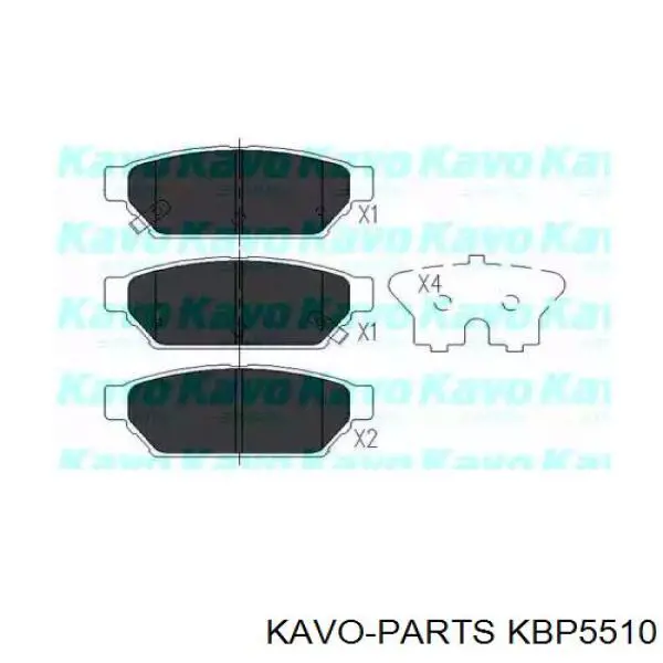 KBP5510 Kavo Parts колодки гальмові задні, дискові