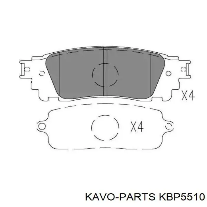 KBP5510 Kavo Parts Колодки гальмівні задні, дискові