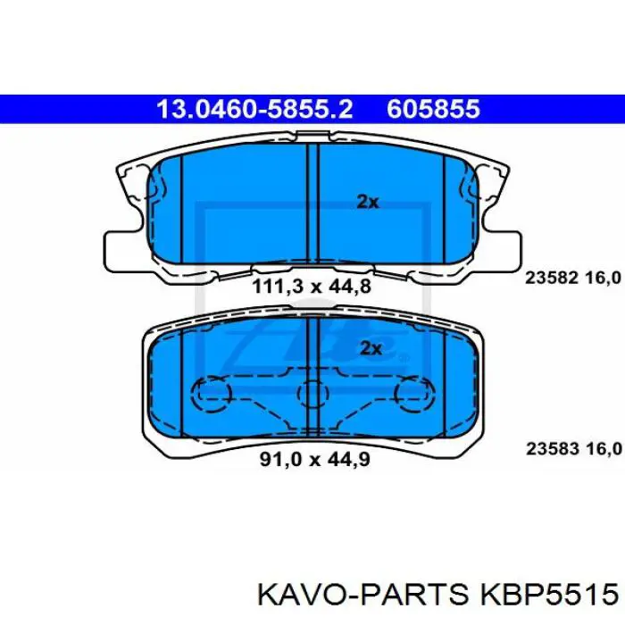 Задні гальмівні колодки Kavo Parts KBP5515 ціна, від 15.45 USD