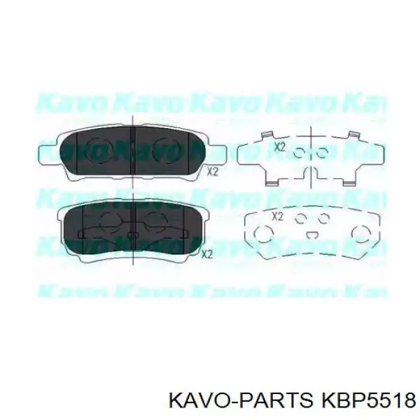 KBP5518 Kavo Parts колодки гальмові задні, дискові