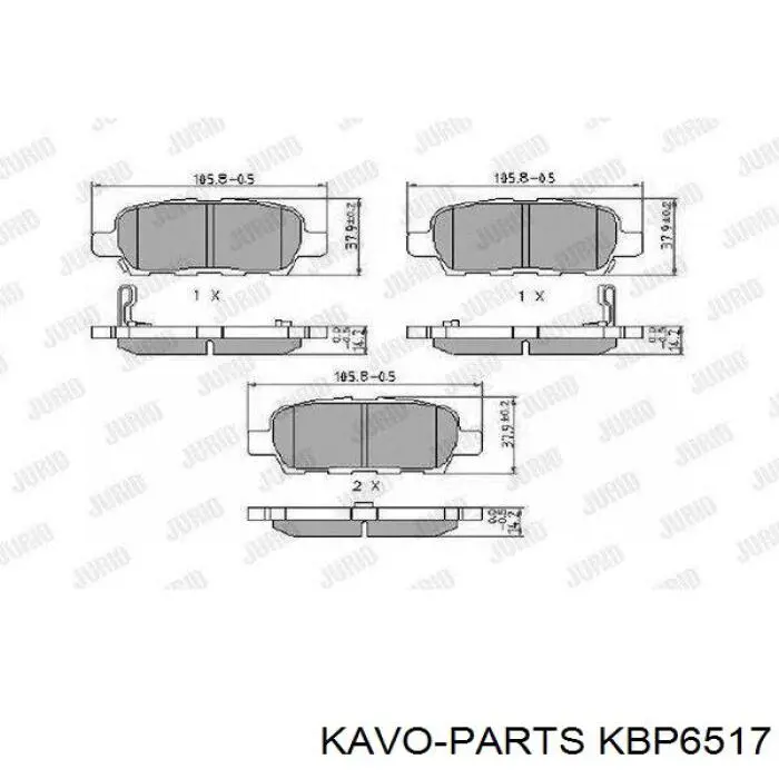 Задні гальмівні колодки Kavo Parts KBP6517 ціна, від 14.50 USD