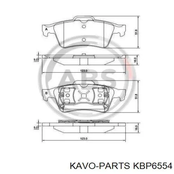 KBP6554 Kavo Parts Колодки гальмівні задні, дискові