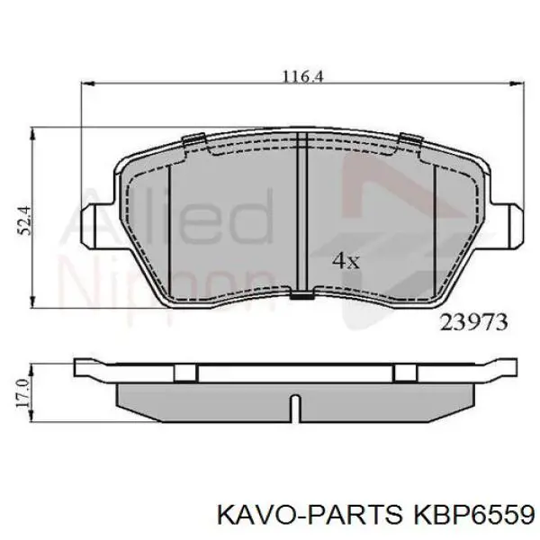 Тормозні колодки Kavo Parts KBP6559