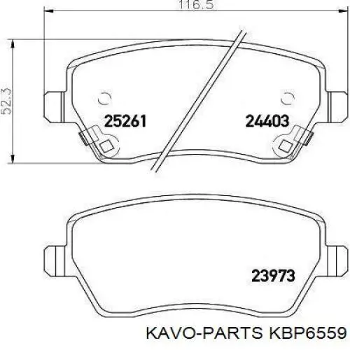 KBP6559 Kavo Parts Передні гальмівні колодки