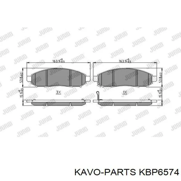 KBP6574 Kavo Parts Передні гальмівні колодки