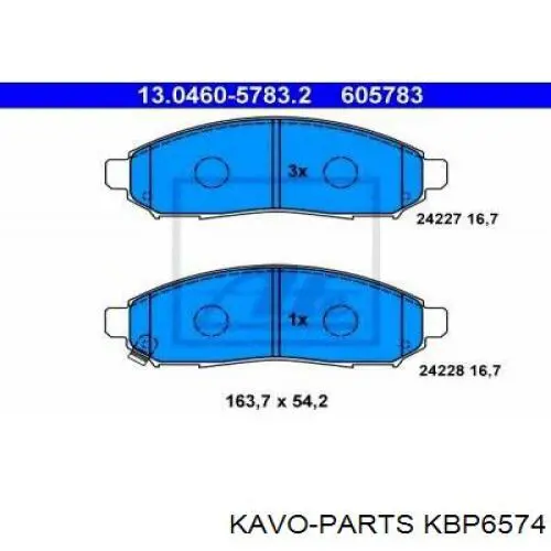 Гальмівні колодки Kavo Parts KBP6574 ціна, від 18.45 USD