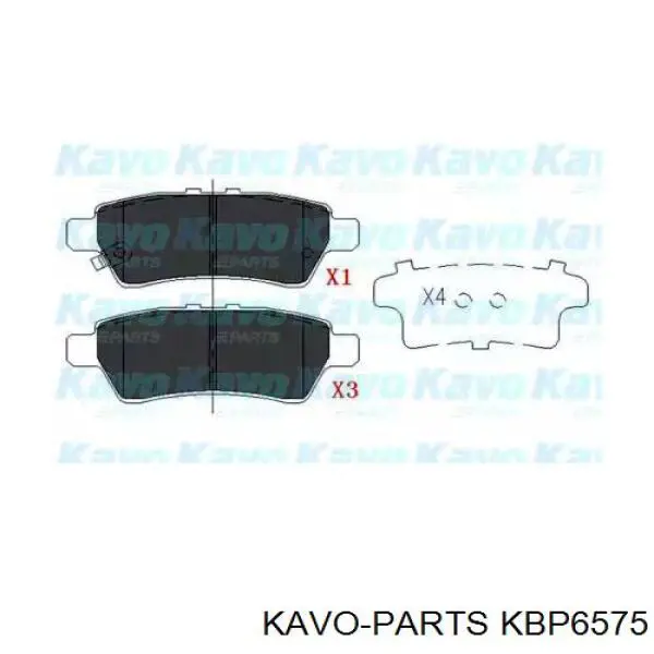 Колодки гальмові задні, дискові KBP6575 Kavo Parts