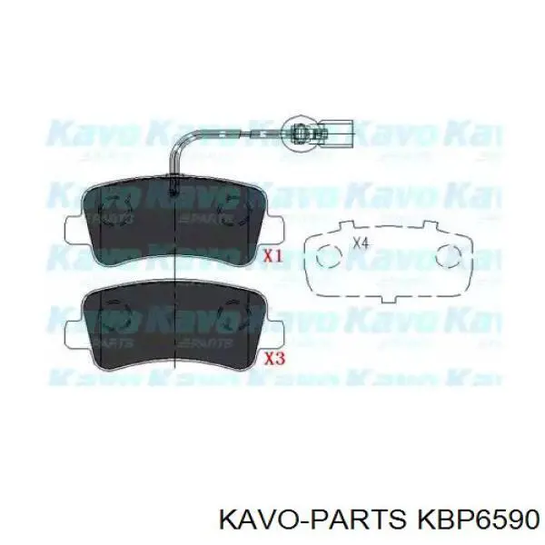 KBP6590 Kavo Parts колодки гальмові задні, дискові