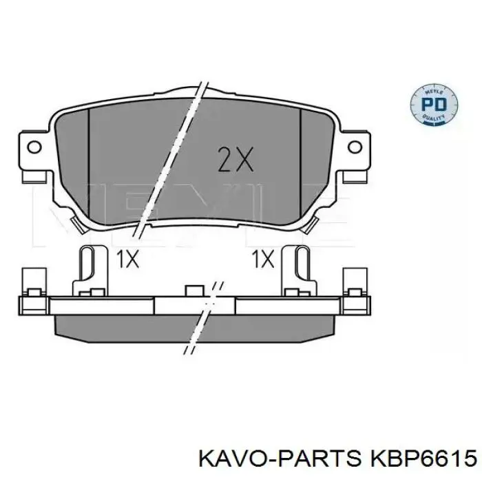 KBP6615 Kavo Parts Колодки гальмівні задні, дискові
