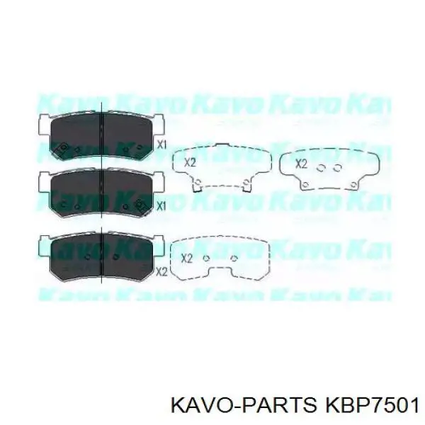 KBP7501 Kavo Parts колодки гальмові задні, дискові