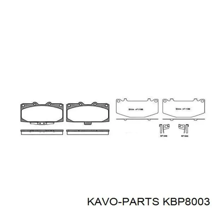 Гальмівні колодки Kavo Parts KBP8003 ціна, від 23.19 USD