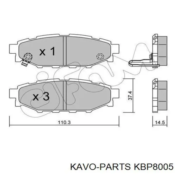 Купити KBP8005 Kavo Parts Задні колодки