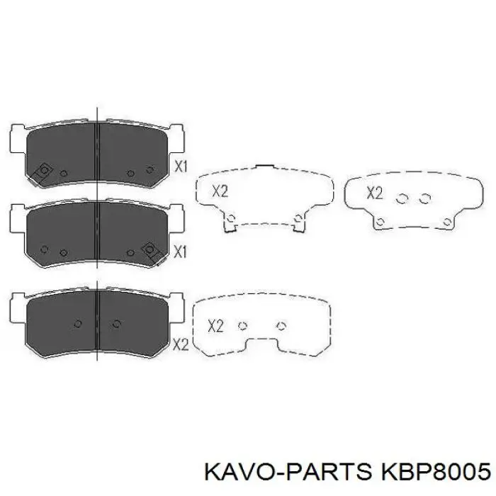 KBP8005 Kavo Parts Колодки гальмівні задні, дискові