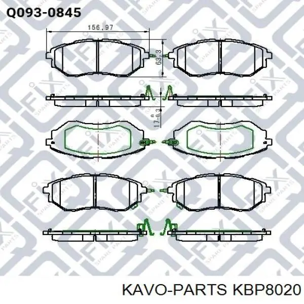 KBP8020 Kavo Parts Передні гальмівні колодки