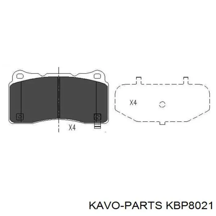 Колодки гальмівні передні, дискові KBP8021 Kavo Parts