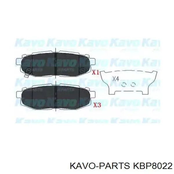 Колодки гальмові задні, дискові KBP8022 Kavo Parts