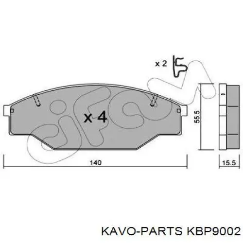 Гальмівні колодки Kavo Parts KBP9002 ціна, від 19.44 USD