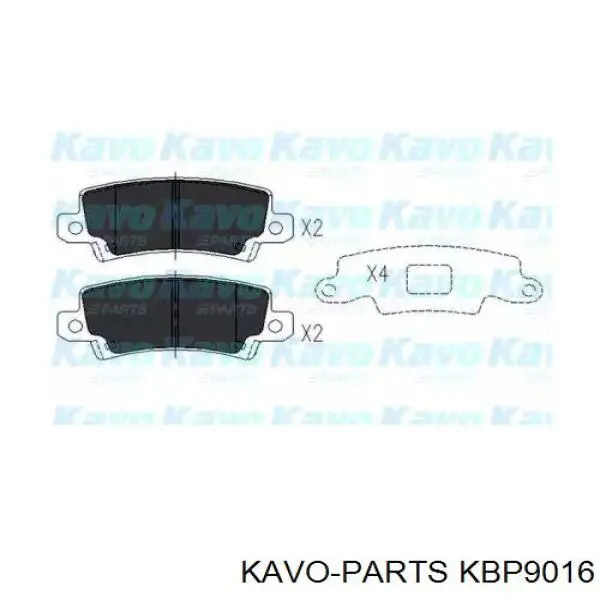 KBP9016 Kavo Parts колодки гальмові задні, дискові
