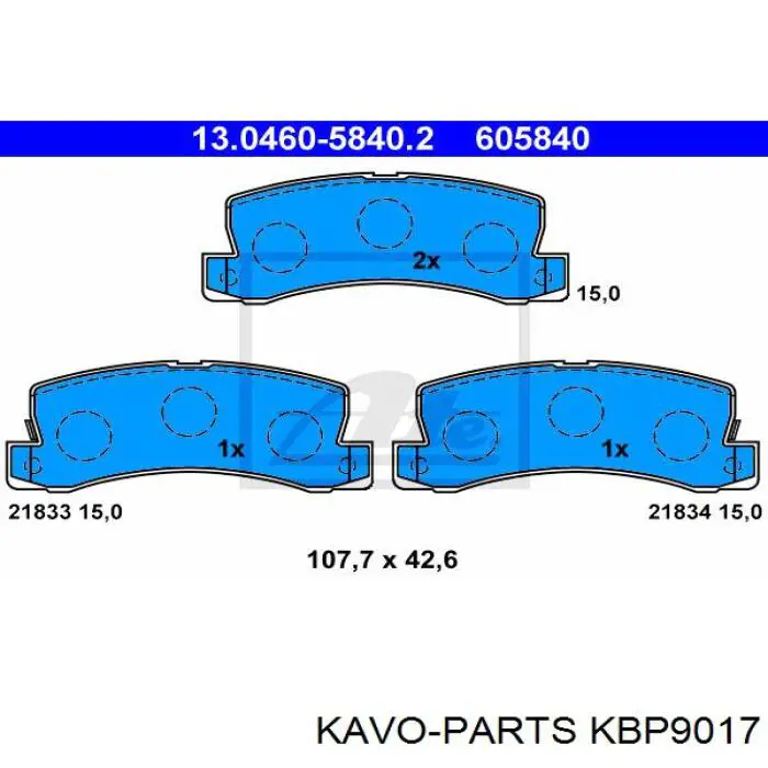 Купити KBP9017 Kavo Parts Задні колодки