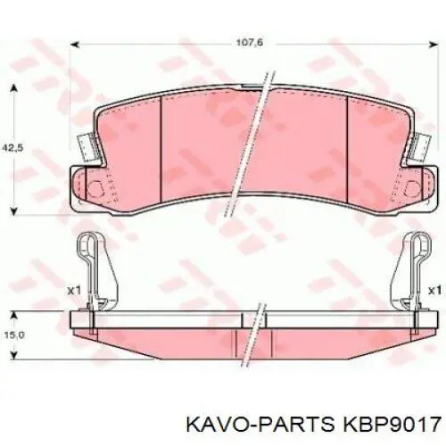 Задні гальмівні колодки KBP9017 Kavo Parts
