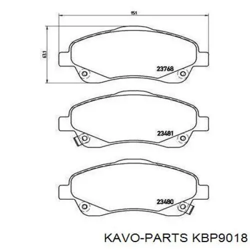 Купити KBP9018 Kavo Parts Колодки гальмівні передні, дискові