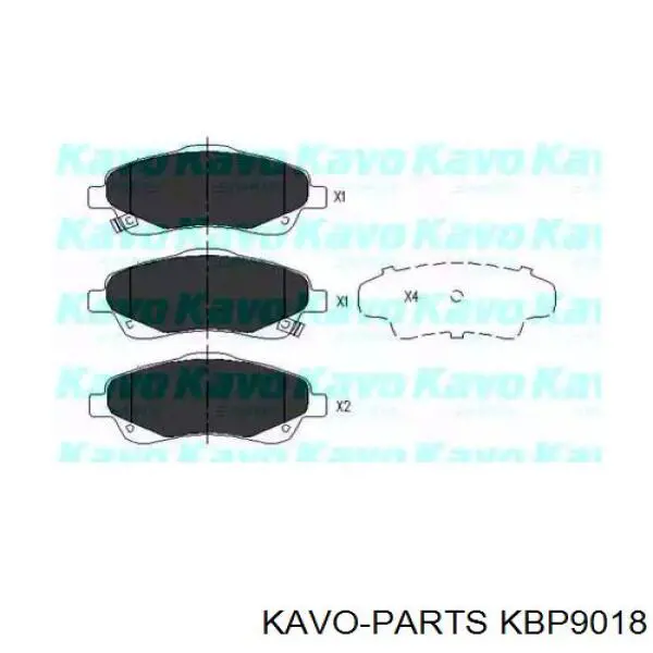 Колодки гальмівні передні, дискові KBP9018 Kavo Parts