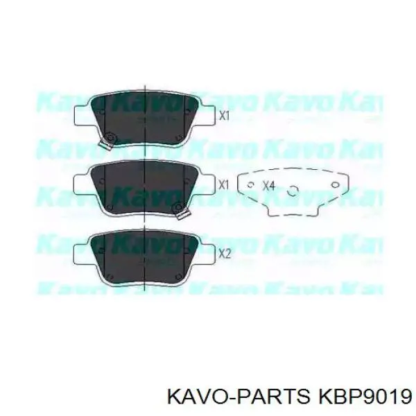 KBP9019 Kavo Parts колодки гальмові задні, дискові