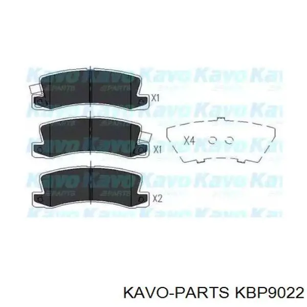 KBP9022 Kavo Parts колодки гальмові задні, дискові