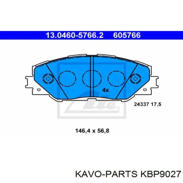 KBP9027 Kavo Parts Передні гальмівні колодки