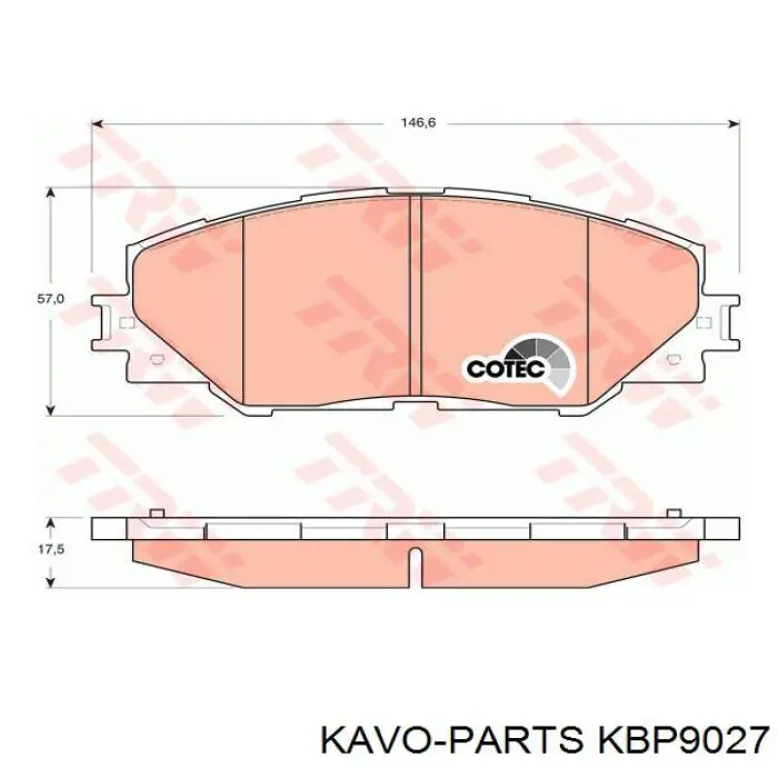 Гальмівні колодки Kavo Parts KBP9027 ціна, від 18.94 USD