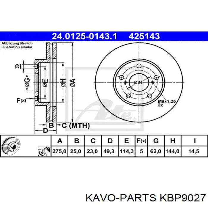Купити KBP9027 Kavo Parts Колодки гальмівні передні, дискові