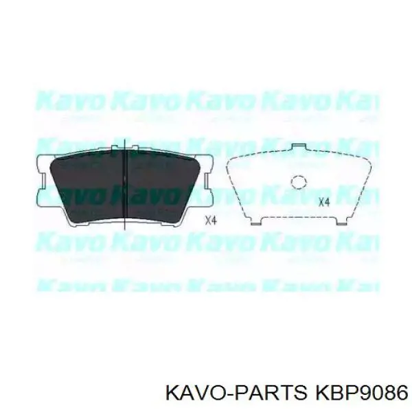 KBP9086 Kavo Parts колодки гальмові задні, дискові