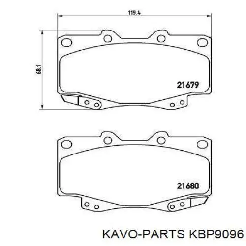 Купити KBP9096 Kavo Parts Колодки гальмівні передні, дискові