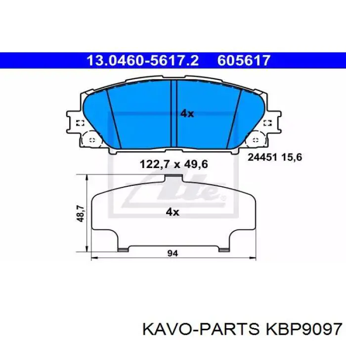 Гальмівні колодки Kavo Parts KBP9097 ціна, від 16.03 USD