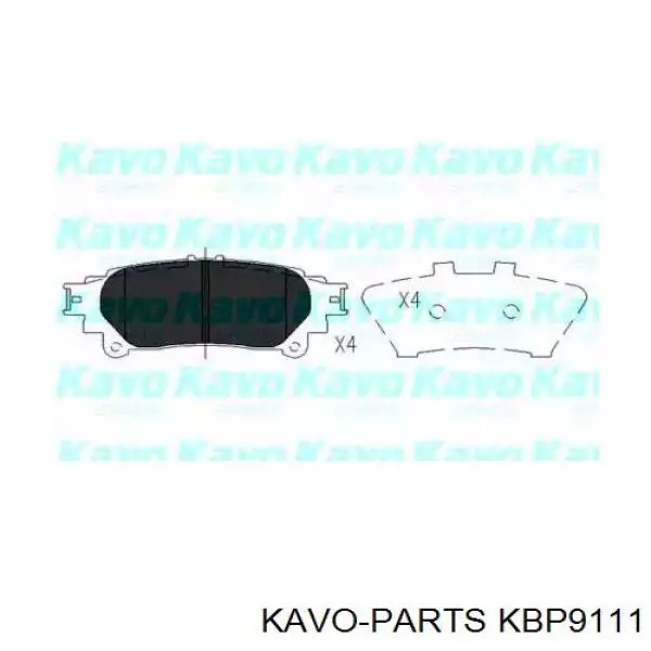 Задні гальмівні колодки KBP9111 Kavo Parts