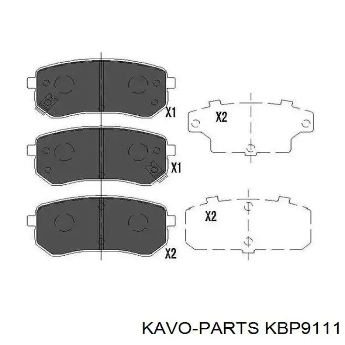 KBP9111 Kavo Parts Колодки гальмівні задні, дискові