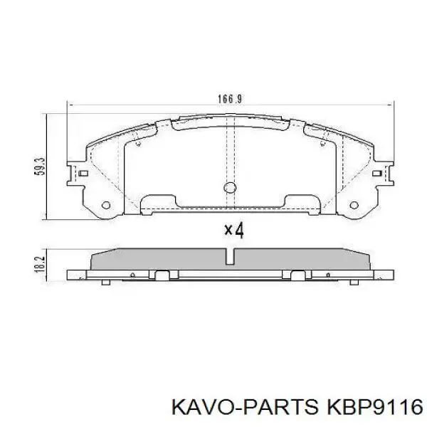 Передні тормозні колодки KBP9116 Kavo Parts