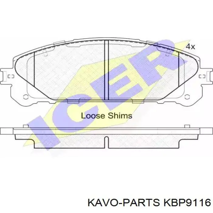 KBP9116 Kavo Parts Передні гальмівні колодки