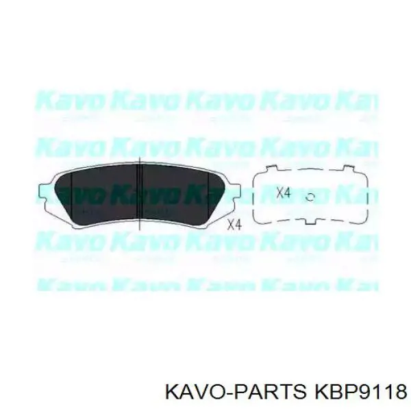KBP9118 Kavo Parts колодки гальмові задні, дискові