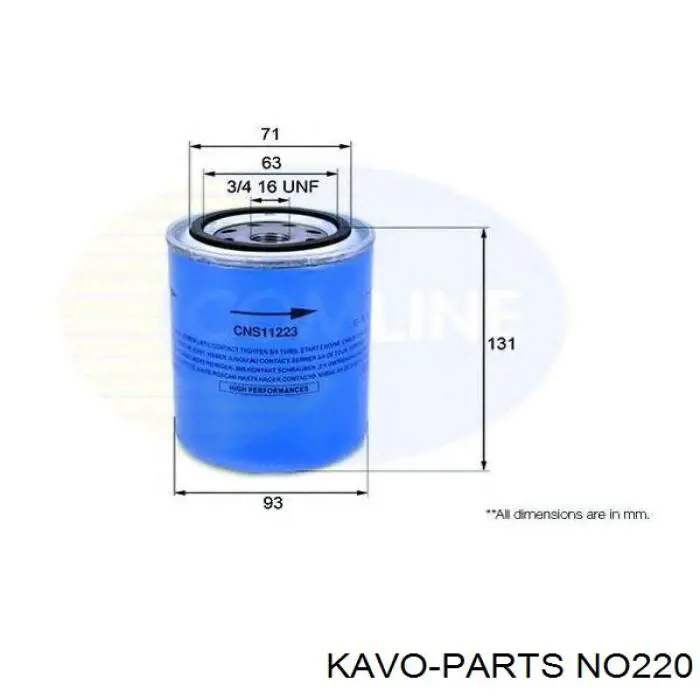 Фільтр масляний Kavo Parts NO220