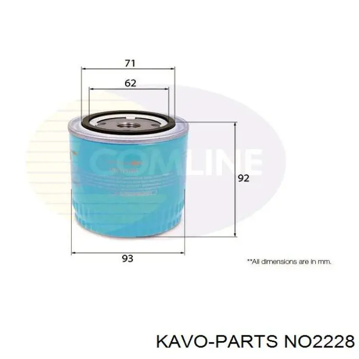 NO2228 Kavo Parts Фільтр масла