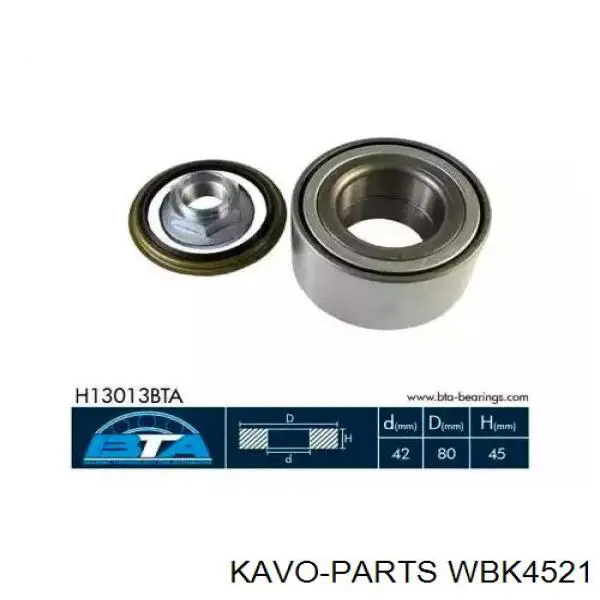 Купити WBK4521 Kavo Parts Підшипник ступиці передньої