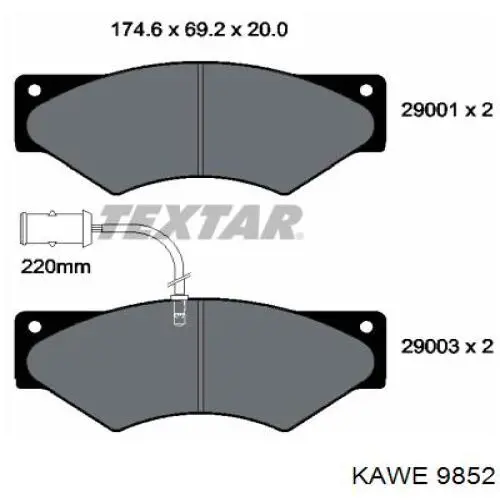 Вижимний підшипник 9852 Kawe