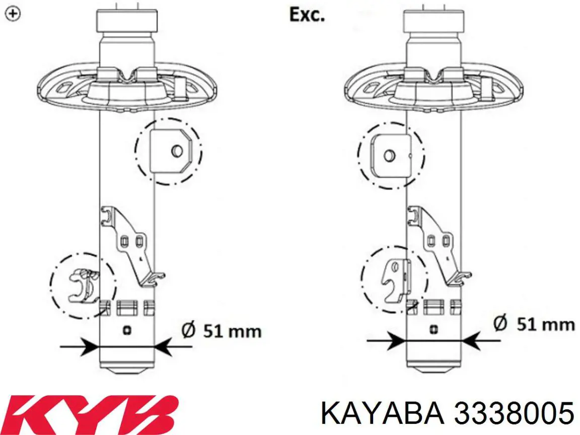 3338005 Kayaba Ліва передня стійка
