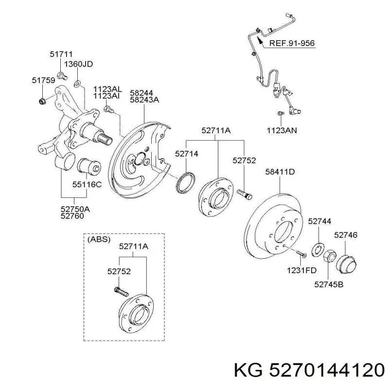 Підшипник ступиці колеса Hyundai/Kia 5271044120